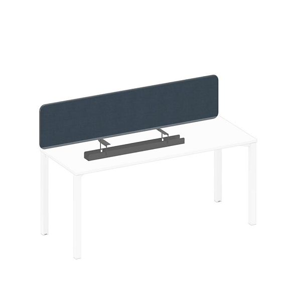 Экран настольный фронтальный тканевый с мягким наполнителем с кабель-каналом Elevo А1 ЧР 879.01 BA40 синий (Bahama Denim) / черный гладкий - Вид 1