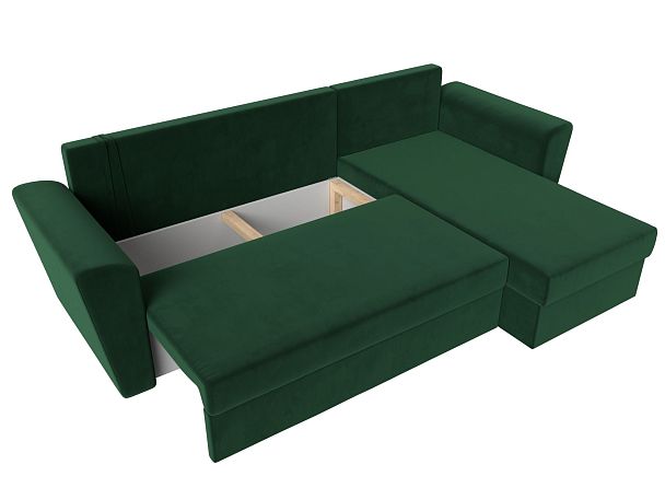 Угловой диван Амстердам Лайт правый (полностью велюр зеленый) - Вид 8