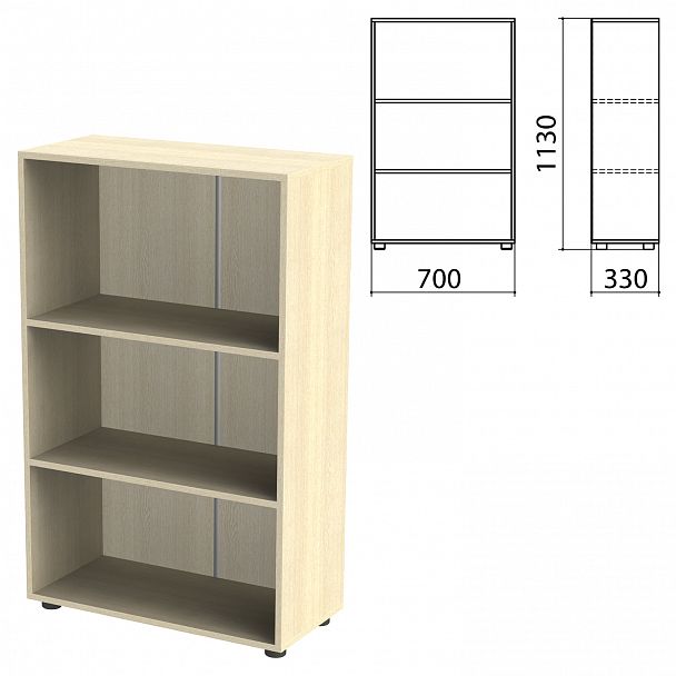 Шкаф (стеллаж) "Канц" 700х330х1130 мм, 2 полки, цвет дуб молочный, ШК39.15 - Вид 2
