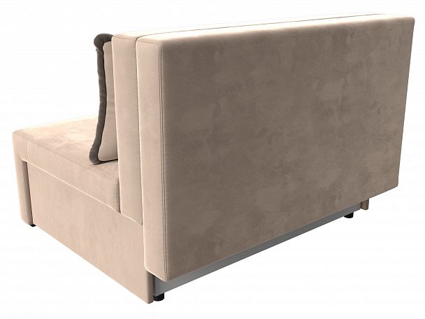 Диван прямой Лагуна (полностью велюр бежевый, кант велюр коричневый) - Вид 6