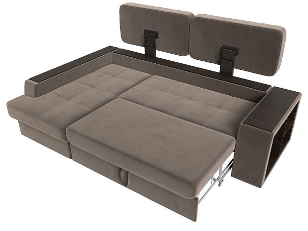 Угловой диван Брюссель левый (полностью велюр коричневый) - Вид 8