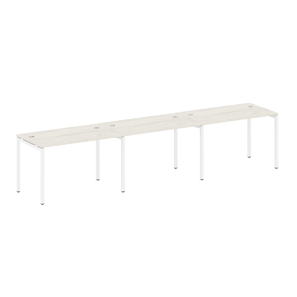 Metal System Quattro Р. ст. на 3 раб. места на П-образном м/к 40БП.СМ-3.2 Дуб наварра/Белый металл 3600*720*750 - Вид 1