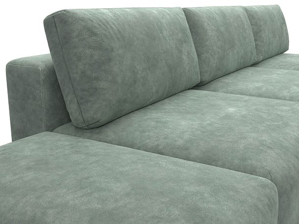 Диван угловой модульный с пуфом Лига-060 НПБ Лонг угол универсальный Велюр зеленый - Вид 4