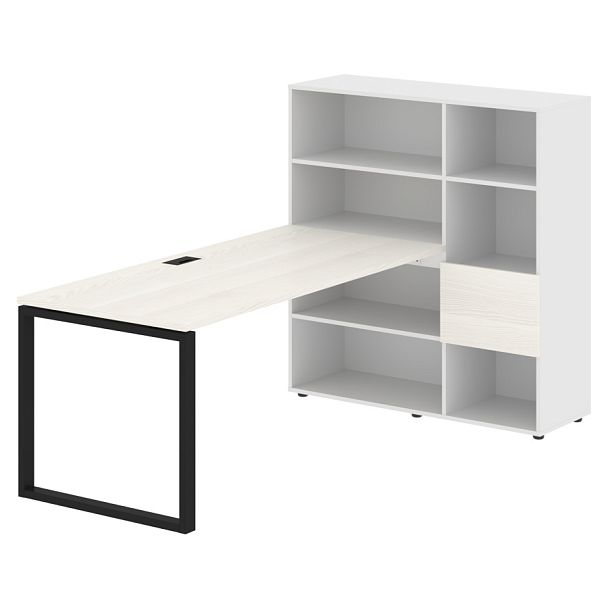 Стол-стеллаж EQRST 1217 Ясень Траун/Черный/Белый 2190х1250х1355 EDIS - Вид 1