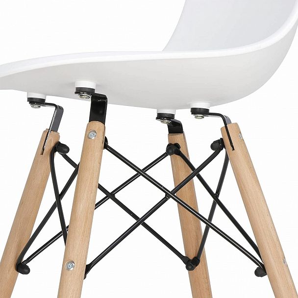 Стулья BRABIX "Eames CF-010", КОМПЛЕКТ 4 шт., пластик белый, опоры дерево/металл, 532630, 2033A - Вид 8