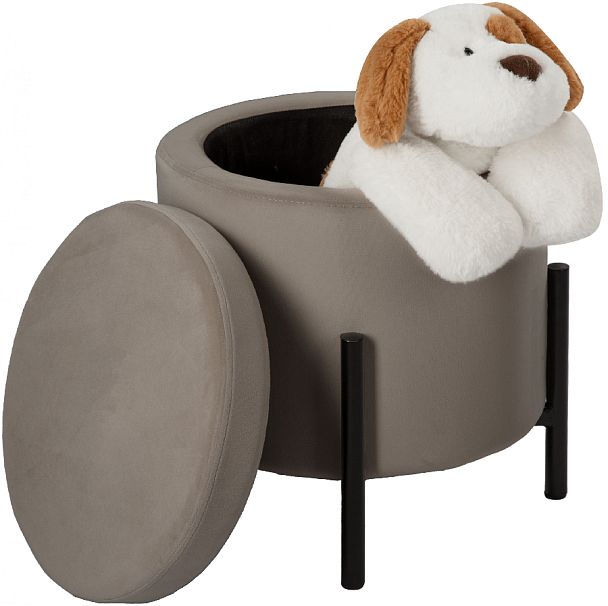 Пуф Кен с местом для хранения Мокко велюр Confetti mocco/черный - Вид 3