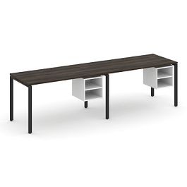 Concept Рабочая станция односторонняя с подвес. тумбами 2 места CN.ORS-107 Дуб Мали/Белый Бриллиант/Металл Черный 2760*720*750 - Фото предпросмотра