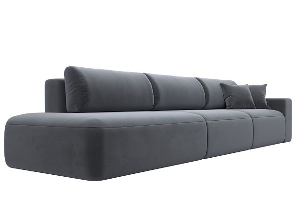 Диван прямой Лига-036 Модерн Лонг подлокотник справа Велюр серый - Вид 4