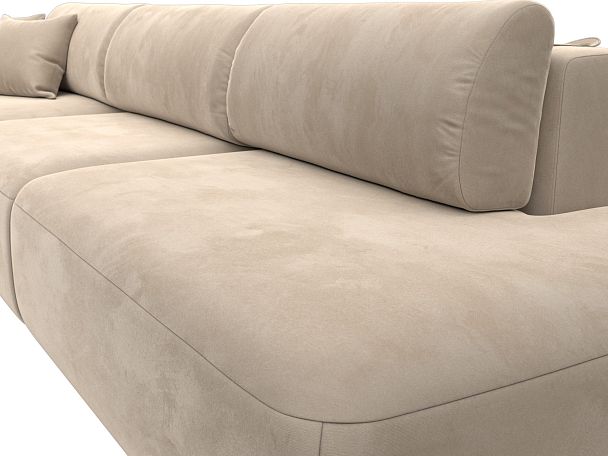 Диван угловой Лига-036 Модерн Лонг левый угол Велюр бежевый - Вид 4