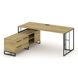 Rift Direct Стол руководителя на опорной тумбой RF.SRT-24 (L) Дуб Винченцо/Металл Черный 1580*1600*750 - Фото предпросмотра