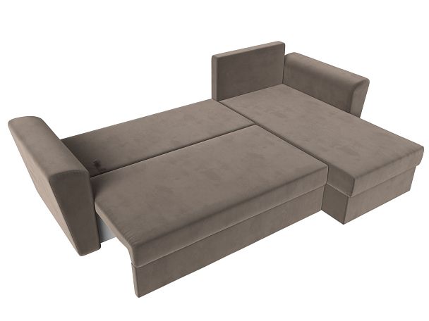 Угловой диван Амстердам Лайт правый (полностью велюр коричневый) - Вид 9