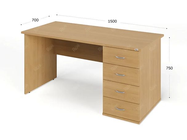 ЛАЙТ / LIGHT RLG008-15x7R Однотумбовый стол 150x70x75 Бук - Вид 3