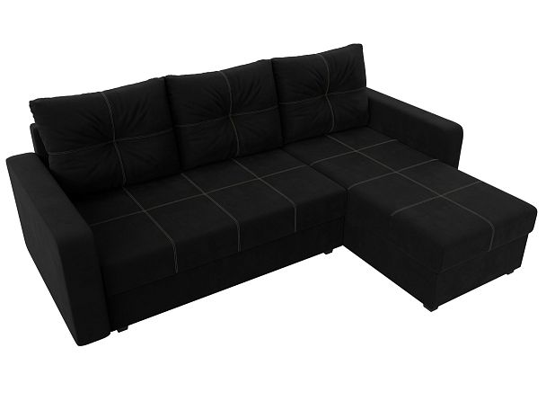 Диван угловой Ливерпуль Лайт правый угол Микровельвет черный - Вид 5