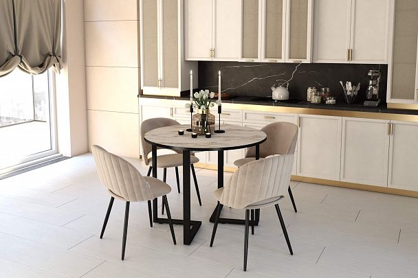 Обеденная группа Sheffilton SHT-DS222 браун стоун/черный/латте/черный муар - Вид 6