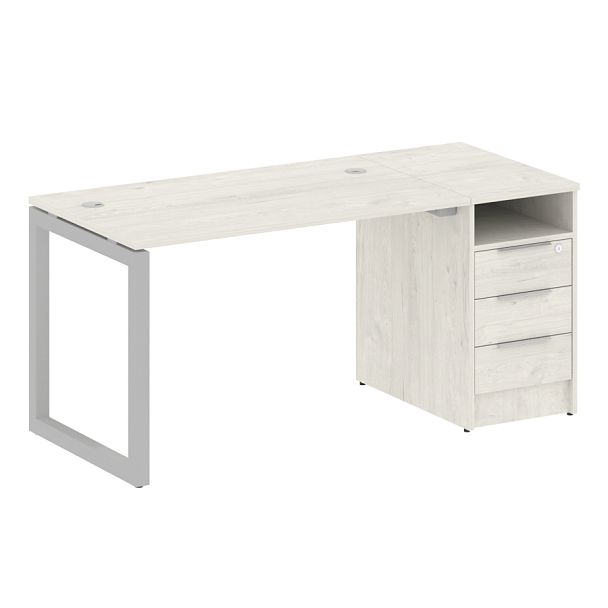 Metal System Quattro Р. ст. с тумбой на О-образном м/к 50БО.РС-СТП-1.2 Дуб наварра/Серый металл 1612*720*750 - Вид 1