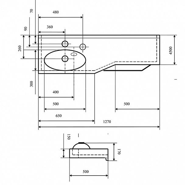 Раковина "Отель 2/1270" - Вид 2
