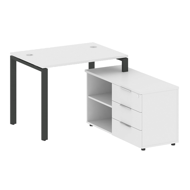 Metal System Р. ст. с тумбой на П-образном м/к БП.РС-СТС-2.1 (R) Белый/Антрацит металл 1100*1520*750 - Вид 1