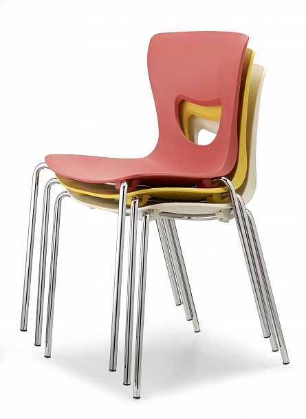 Стул PLUTO (4 ножки) каркас хром, синий - Вид 5