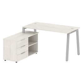 Metal System Р. ст. с тумбой на А-образном м/к БА.РС-СТС-2.3 (L) Дуб наварра/Серый металл 1500*1520*750 - Фото предпросмотра