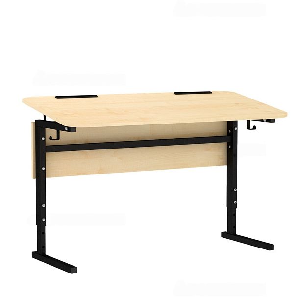 Стол ученический 114Рп, 2-местный, регулир. высота и наклон столешницы 0-10° на прямоугольной трубе (м/к Коричневый, Серый, Черный), гр.5-7 - Вид 2