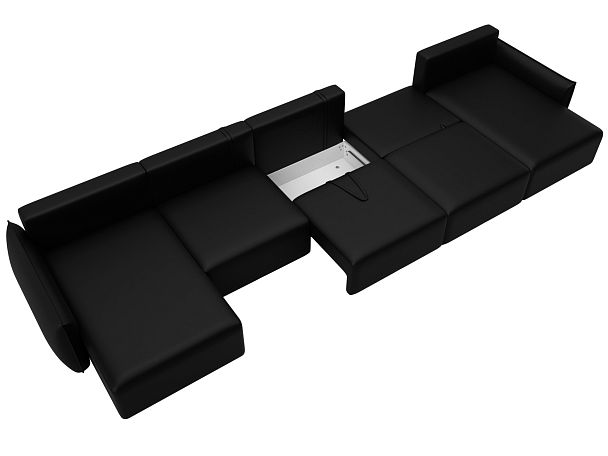 Диван П-образный Лига-051 НПБ МегаЛонг Экокожа черный - Вид 8