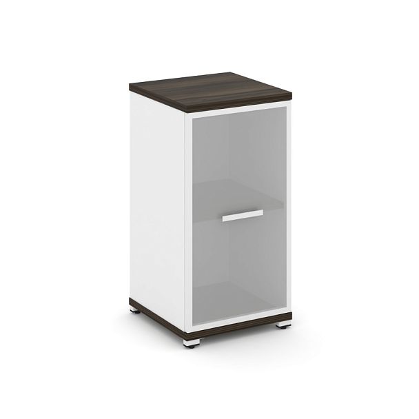 Concept Шкаф 1 узкая секция, 2 ниши CN.STU-213 RMW W Дуб Мали/Белый Бриллиант/Металл Белый/Сатин 420*420*818 - Вид 1