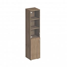 Шкаф для документов узкий со стеклом "Комфорт" К 381 дуб шамони темный - Фото предпросмотра