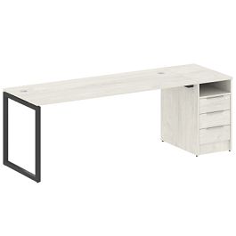 Metal System Quattro Р. ст. с тумбой на О-образном м/к 40БО.РС-СТП-1.5 Дуб наварра/Антрацит металл 2212*720*750 - Фото предпросмотра