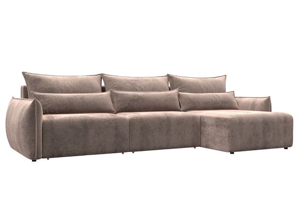 Диван угловой Лига-051 НПБ Лонг угол универсальный Велюр бежевый - Вид 1