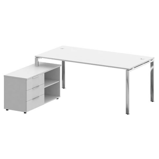 Metal System Direct Стол руковододителя с тумбой левый БГ.СРТ-5.9 (L) Белый/Нерж. сталь 1900*1720*750 - Вид 1