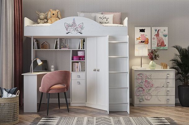 Набор мебели Фэнтези (Детский комплекс) MDF-08.1747 белый рамух - Вид 4