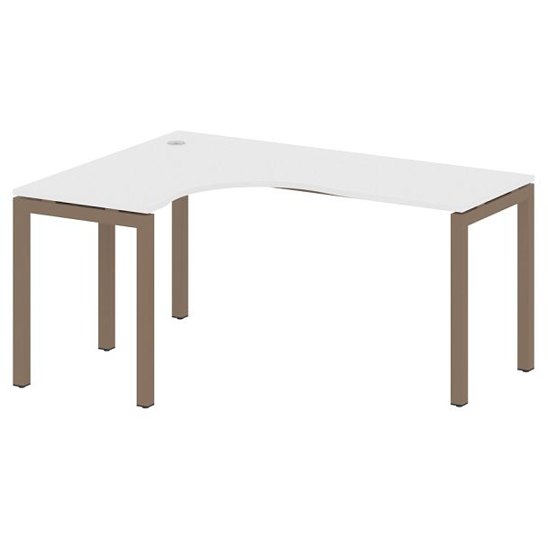 Metal System Quattro Стол криволинейный левый на П-образном м/к 50БП.СА-4 (L) Белый/Мокко металл 1600*1200*750 - Вид 1