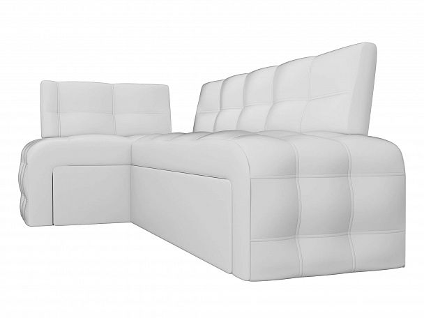 Кухонный угловой диван Люксор левый (полностью экокожа белая) - Вид 3