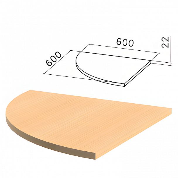 Стол приставной угловой "Монолит", 600х600х750 мм, БЕЗ ОПОРЫ (640137), цвет бук бавария, ПМ38.1 - Вид 2