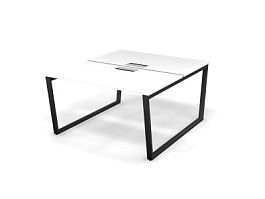 MATRIX 121S204-V Стол прямой двойной, проводник Merida (V-обр. опоры) 1380х1590х775 Белый/Темно-серы - Фото предпросмотра