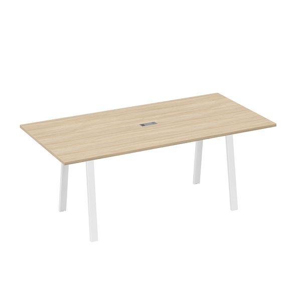 Стол 200 переговорный на металлокаркасе TRE A4 А4 Б3 123 БП дуб скандинавский / металлокаркас белый - Вид 1