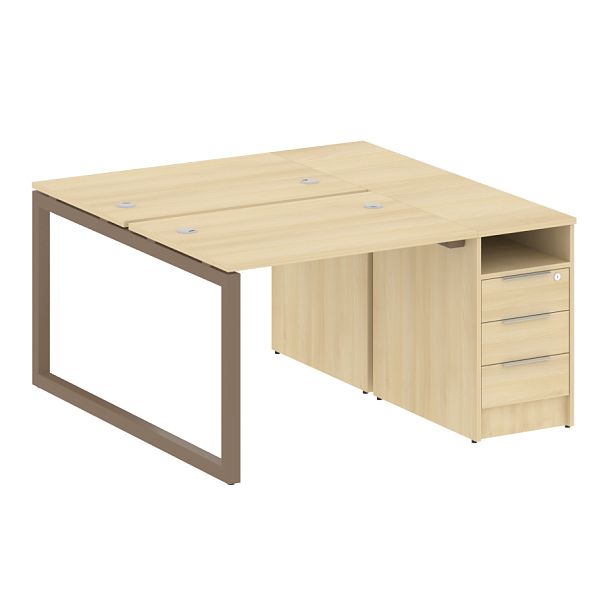 Metal System Quattro Р. ст. с тумбой на О-образном м/к 50БО.РС-СТП-2.1 Акация/Мокко металл 1412*1475*750 - Вид 1