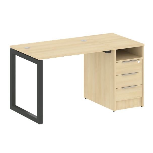 Metal System Quattro Р. ст. с тумбой на О-образном м/к 50БО.РС-СТП-1.1 Акация/Антрацит металл 1412*720*750 - Вид 1