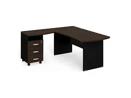 БЕРЛИН / BERLIN Угловое рабочее место левое 2000х1600х740 Венге/Черный - Фото предпросмотра