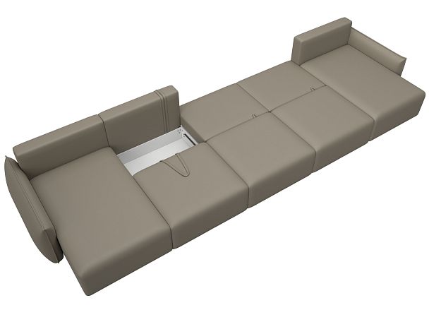Диван П-образный Лига-051 НПБ МегаЛонг Экокожа бежевый - Вид 9