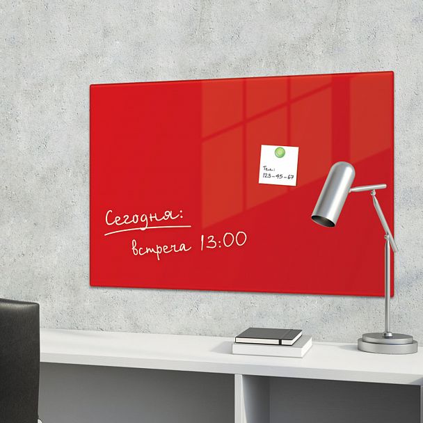 Доска магнитно-маркерная стеклянная 40х60 см, 3 магнита, КРАСНАЯ, BRAUBERG, 236746 - Вид 8