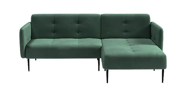 Monaco диван-кровать с шезлонгом, с подлокотниками, бархат зеленый 19 - Вид 1