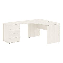 Стол эргономичный с тумбой EDCET 1318(L) Ясень Траун/Черный 1360х1880х750 EDIS - Фото предпросмотра