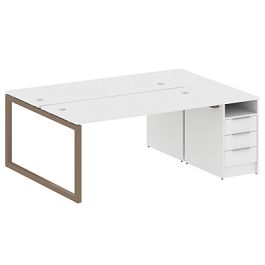 Metal System Quattro Р. ст. с тумбой на О-образном м/к 50БО.РС-СТП-2.4 Белый/Мокко металл 2012*1475*750 - Фото предпросмотра