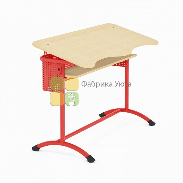 Парта двухместная ЭКСТРА (Р) с полкой, с угл. накл. стол. и перф. экраном  (3-5 гр) - Вид 3