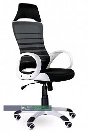 Кресло Тесла СН-709 белый пластик, обивка сетка/ткань черный "Кресла для руководителей"  ТК-002587001387 черный - Фото предпросмотра