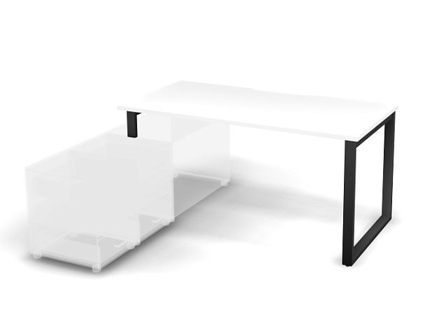 MATRIX 121B102-O Стол прямой, опора на тумбу, пров. вырез. (O-опоры) 1580х780х775 Белый/Темно-серый - Вид 1