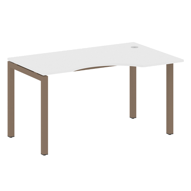 Metal System Quattro Стол криволинейный правый на П-образном м/к 50БП.СА-2 (R) Белый/Мокко металл 1400*900*750 - Вид 1