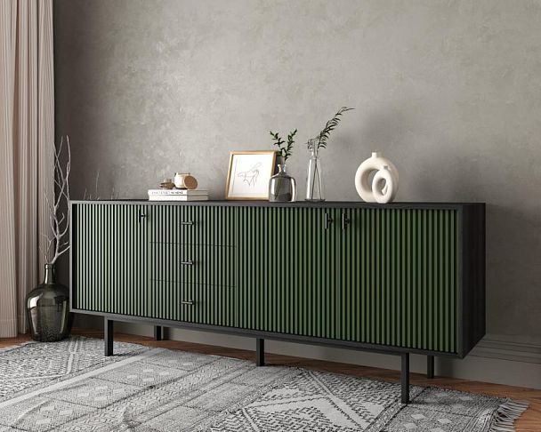 Комод с тремя дверками и тремя ящиками Emerson арт EM07/green/L - Вид 3