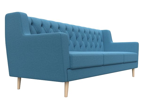 Диван кухонный прямой Брайтон 3 Люкс Рогожка голубой - Вид 3